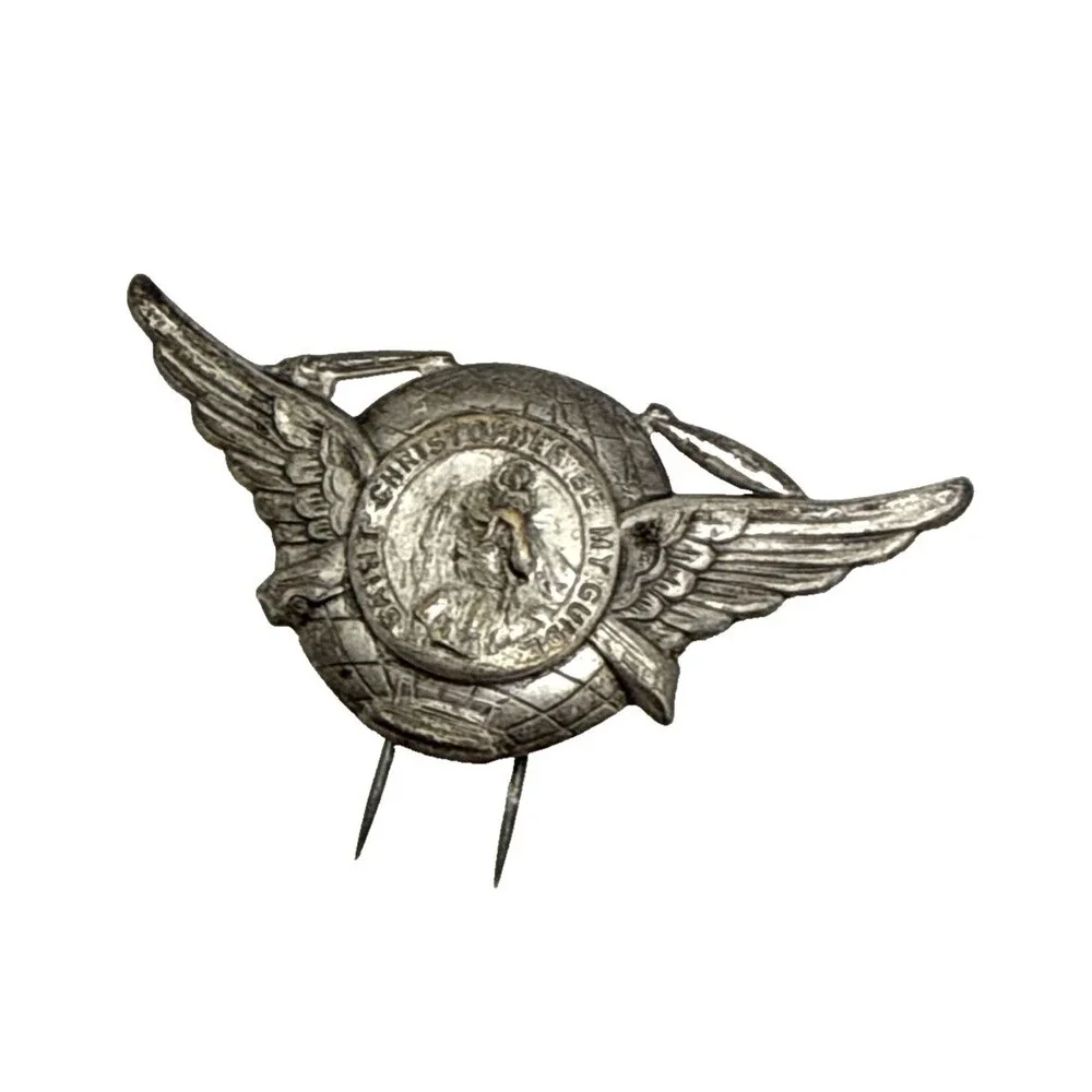Vintage St. Christopher Medal Car Visor Clip Winged Be My Guide 3